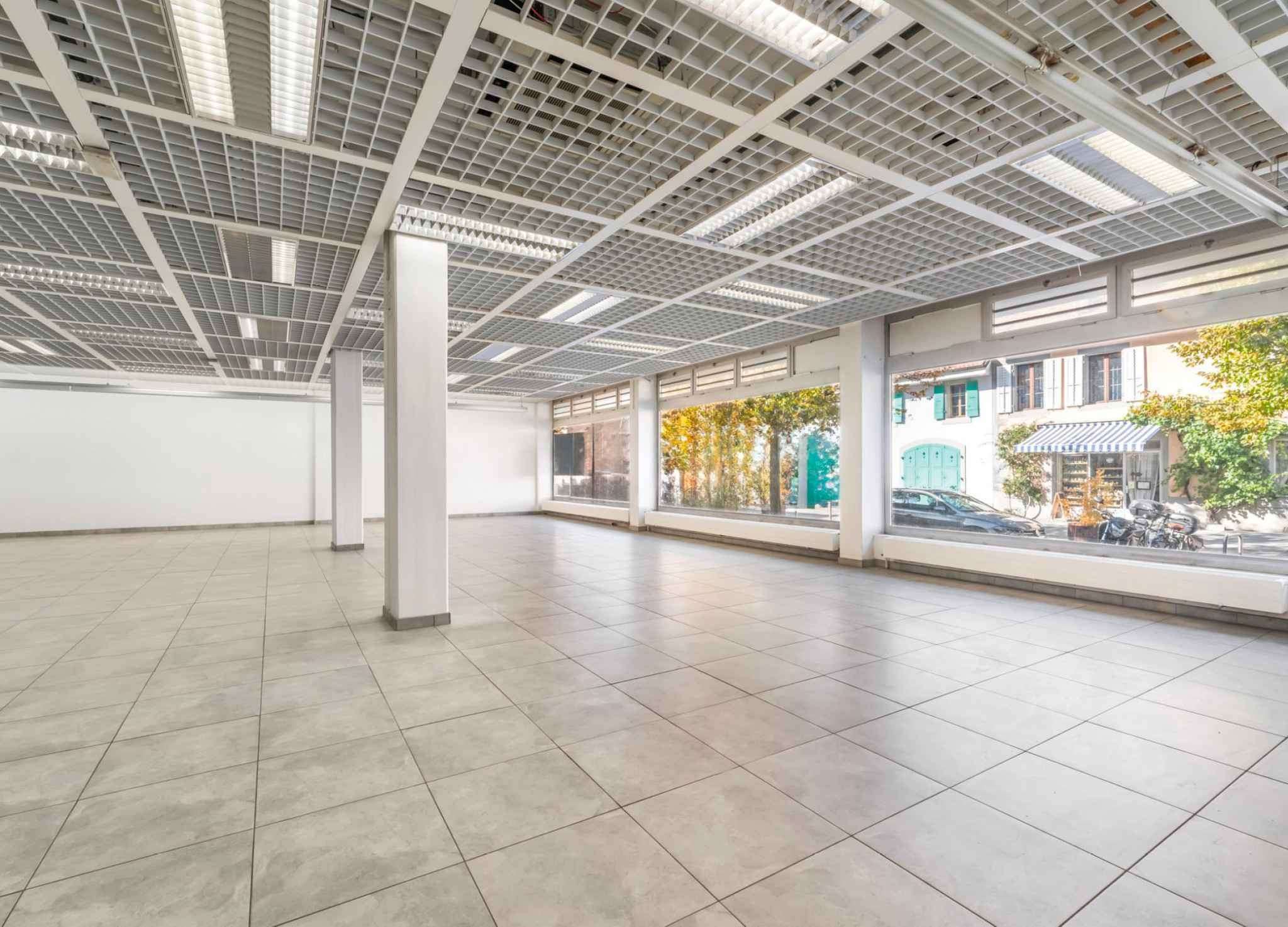 Chêne-Bourg - CHF 300.-/m2/an - Arcade de 470m2 avec un dépôt au sous-sol d'environ 230m2